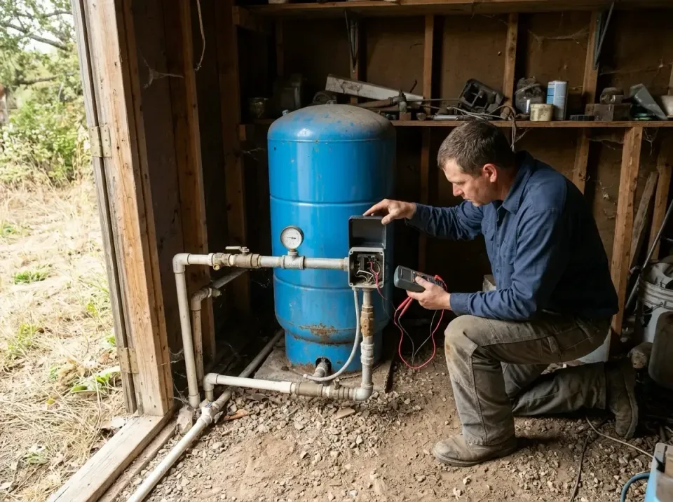 Plumber — Utility Shed — Plumber, Pressure Tank, Multimeter, Utility Shed, Plumbing