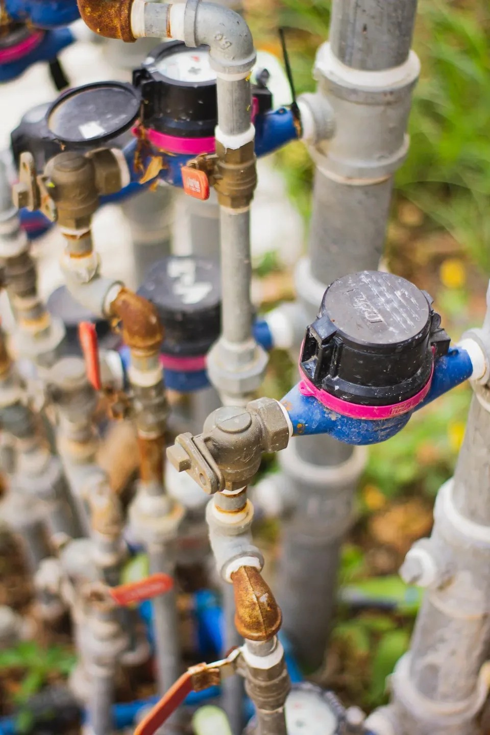 Water Meter — Industrial Plumbing — Water Meter, Ball Valve, Galvanized Pipe, Industrial Plumbing, Plumbing